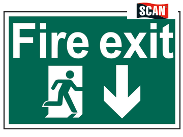 Fire Exit Running Man Arrow Down